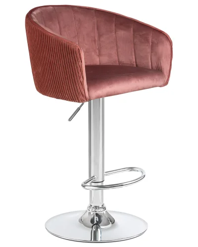 Стул барный 5025-LM DARCY,  цвет сиденья бронзово-розовый (1922-17), цвет основания хром Dobrin, розовый/велюр, ножки/металл/хром, размеры - 860*1070***510*460 фото 2