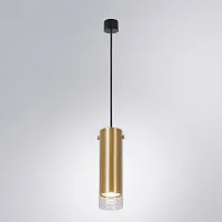 Светильник подвесной Lazio A5367SP-1SG Arte Lamp золотой прозрачный на 1 лампу, основание чёрное в стиле современный трубочки