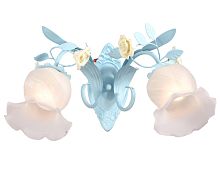 Бра Fiori di rose W184.2 Lucia Tucci белый на 2 лампы, основание голубое в стиле прованс флористика Бра Fiori di rose W184.2 Lucia Tucci белый на 2 лампы, основание голубое в стиле прованс флористика