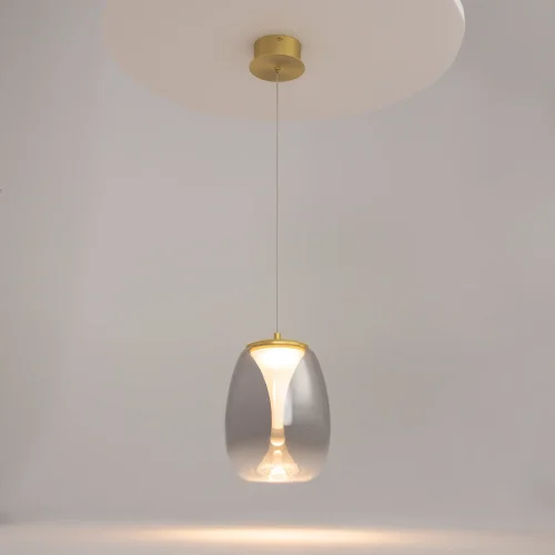 Светильник подвесной LED Splash MOD282PL-L8G3K Maytoni серый чёрный на 1 лампу, основание золотое в стиле современный фото 3