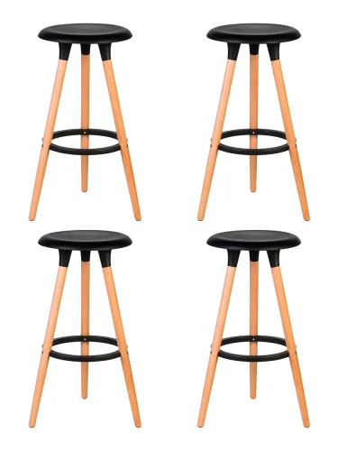 Табурет барный набор 4 шт. SET-4 652PP-LMZL ROYCE, цвет сиденья черный (B-03), цвет основания светлый бук Dobrin, /полимер, ножки/металл/дерево/светлый бук, размеры - *770***470*470 Табурет барный набор 4 шт. SET-4 652PP-LMZL ROYCE, цвет сиденья черный (B-03), цвет основания светлый бук Dobrin, /полимер, ножки/металл/дерево/светлый бук, размеры - *770***470*470