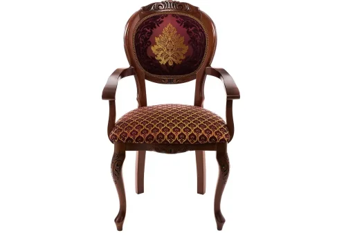 Деревянный стул Adriano 2 вишня / патина 438332 Woodville, бордовый/ткань, ножки/массив бука дерево/вишня, размеры - ****560*550 фото 3