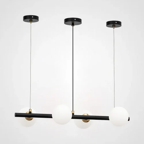 Подвесной реечный светильник HAKON L Черный 184498-26 ImperiumLoft белый 4 лампы, основание чёрное в стиле современный 