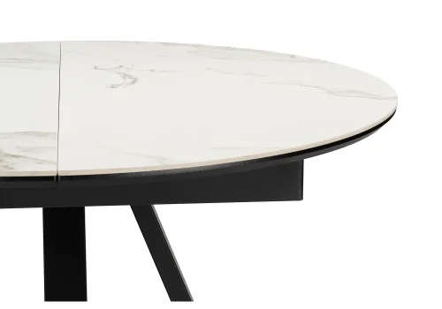 Керамический стол Нельсон 100(140)х100х76 alpine white / черный 588016 Woodville столешница белая из керамика фото 3