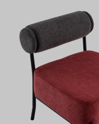 Кресло Ponpoun, тёмно-серый, бордо УТ000040473 Stool Group, бордовый/шенилл, ножки/металл/чёрный, размеры - *710***610*710мм фото 8