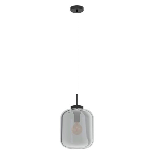 Светильник подвесной Bulciago 39673 Eglo чёрный серый 1 лампа, основание чёрное в стиле лофт современный выдувное