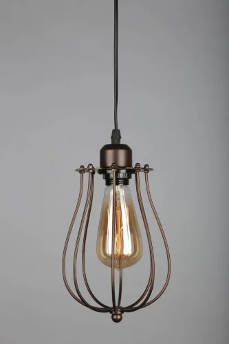 Светильник подвесной лофт Landau OML-90006-01 Omnilux коричневый на 1 лампу, основание коричневое в стиле лофт фото 5