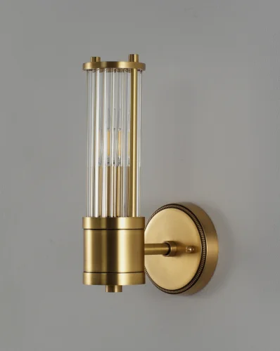 Бра Brass V11020-1W Moderli прозрачный на 1 лампу, основание золотое латунь в стиле современный американский 