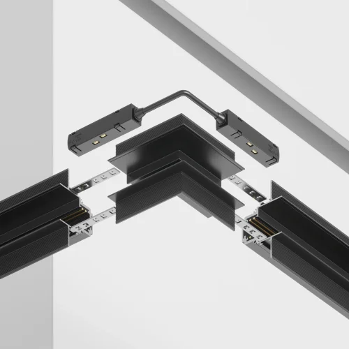 Угловой коннектор внешний встраиваемый Magnetic track system Gravity TRX010OCL-22B Maytoni чёрный в стиле хай-тек современный для светильников серии Magnetic track system Gravity встраиваемый gravity магнитная магнитный фото 5