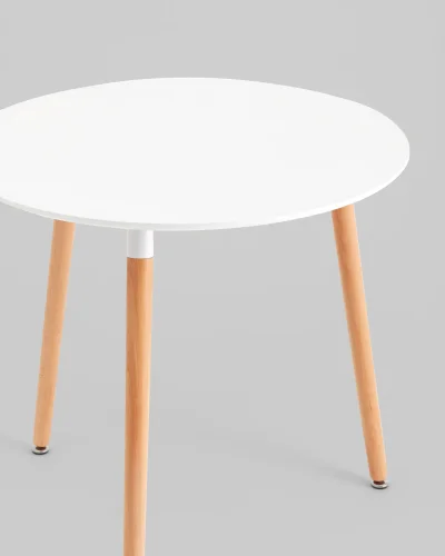 Стол круглый EAMES DST NEW D=80 белый на деревянных ножках УТ000039064 Stool Group столешница белая из мдф фото 3
