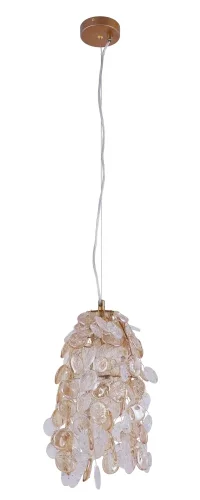 Светильник подвесной TENERIFE SP3 Crystal Lux прозрачный янтарный 3 лампы, основание золотое в стиле флористика современный 
