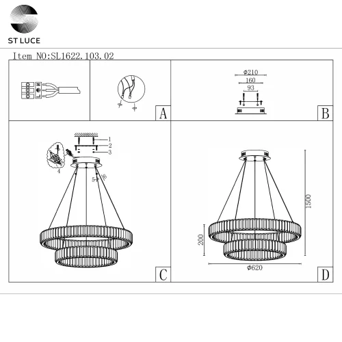 Люстра подвесная LED Tivoli SL1622.103.02 ST-Luce прозрачная на 1 лампа, основание хром в стиле современный кольца фото 2