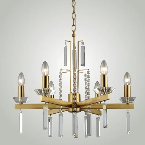 Люстра подвесная MARRON SP6 BRASS Crystal Lux без плафона на 6 ламп, основание латунь в стиле современный фото 2
