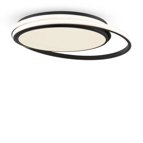 Люстра потолочная LED с пультом Lisoa FR10032CL-L98B Freya белая на 1 лампа, основание чёрное в стиле современный хай-тек с пультом кольца