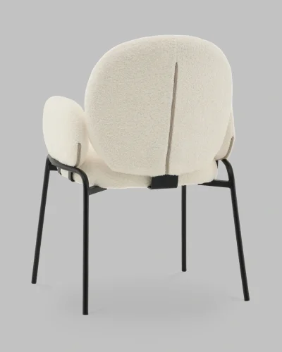 Стул с подлокотниками Моллек букле молочный УТ000041634 Stool Group, белый/букле, ножки/сталь/чёрный, размеры - ***** фото 4