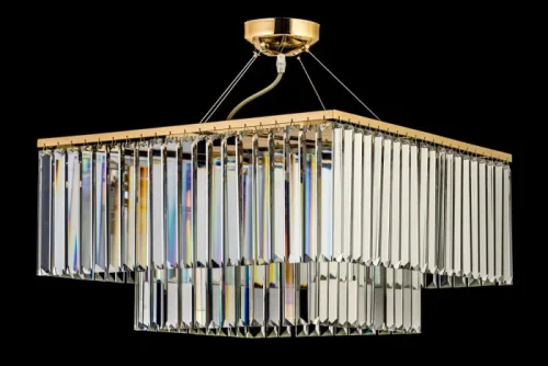 Люстра подвесная хрустальная Enio E 1.5.50.101 GP Arti Lampadari прозрачная на 8 ламп, основание золотое в стиле классический арт-деко  фото 2