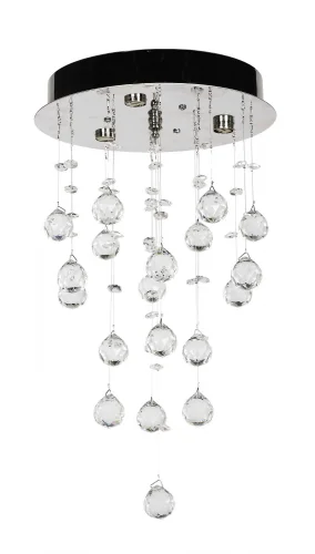 Люстра хрустальная потолочная Tesoro H 1.4.25.300 N Dio D'Arte прозрачная без плафона на 3 лампы, основание серое никель в стиле классический 