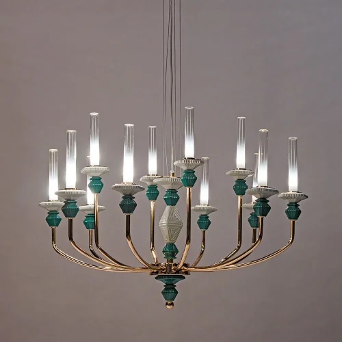 Светильник подвесной LED Capello 4947/01 SP-12 Divinare белый на 1 лампу, основание зелёное золотое в стиле современный арт-деко фото 2