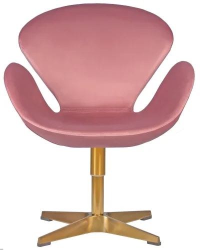 Кресло дизайнерское 69A-LMO SWAN, цвет сиденья розовый велюр BLUVEL52, цвет основания золотой Dobrin, розовый/велюр, ножки/металл/золотой, размеры - ****710*600 фото 6