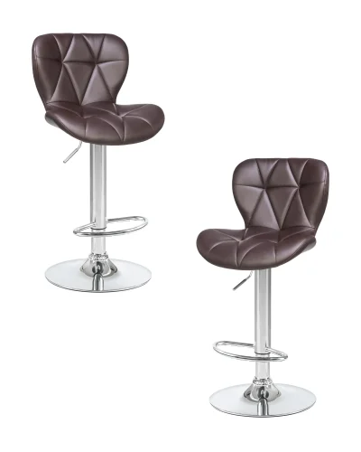 Стул барный набор 2 шт. SET-2 5022-LM BARNY, цвет сиденья коричневый, цвет основания хром Dobrin, /экокожа, ножки/металл/хром, размеры - 890*1100***460*540