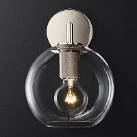 Бра RH Utilitaire Globe Shade Single Sconce Silver 123277-22 ImperiumLoft прозрачный 1 лампа, основание никель в стиле лофт 