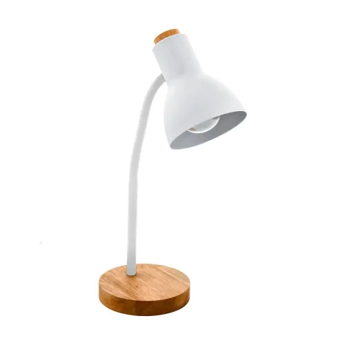 Настольная лампа офисная Veradal 98832 Eglo белая 1 лампа, основание бежевое коричневое дерево металл в стиле современный 
