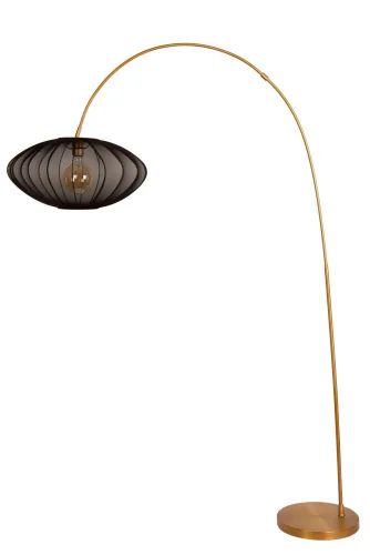 Торшер Corina 03747/60/30 Lucide изогнутый чёрный 1 лампа, основание матовое золото латунь в стиле современный винтаж
 фото 2