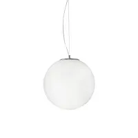 Светильник подвесной MAPA BIANCO SP1 D50 Ideal Lux белый на 1 лампу, основание никель в стиле современный шар
