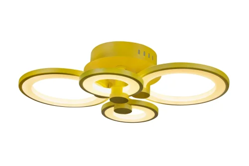 Люстра потолочная LED с пультом Ring A001/4 Yellow iLedex жёлтая на 1 лампа, основание жёлтое в стиле современный хай-тек с пультом кольца фото 2
