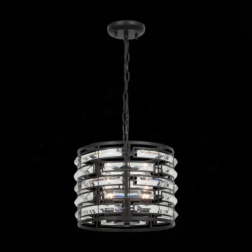 Люстра подвесная Chiarezza SL665.403.04 ST-Luce чёрная прозрачная на 6 ламп, основание чёрное в стиле современный американский арт-деко 