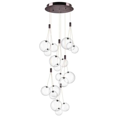Люстра подвесная LED Sferetta 801180 Lightstar прозрачная на 18 ламп, основание коричневое бордовое в стиле минимализм каскад