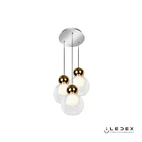 Светильник подвесной LED Blossom C4476-3R GL iLedex прозрачный золотой 1 лампа, основание хром в стиле современный хай-тек каскад шар