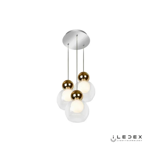 Светильник подвесной LED Blossom C4476-3R GL iLedex золотой прозрачный 1 лампа, основание хром в стиле модерн хай-тек каскад шар