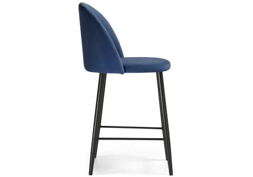 Барный стул Амизуре темно-синий / черный матовый 448662 Woodville, синий/велюр, ножки/металл/чёрный, размеры - ****480*530 фото 3