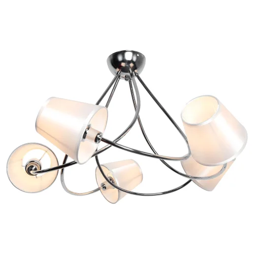 Люстра потолочная Pinal GRLSP-8222 Lussole белая на 5 ламп, основание хром в стиле современный 
