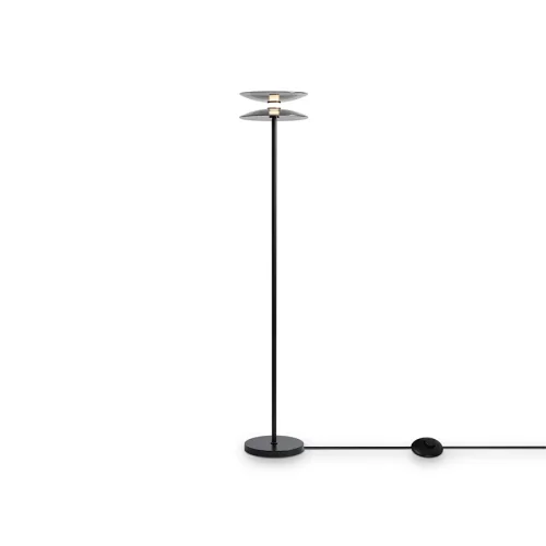 Торшер LED Tower FR5537FL-L7B Freya дымчатый на 1 лампу, основание чёрное в стиле современный 