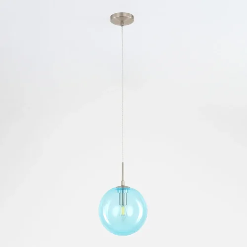 Светильник подвесной Томми CL102627 Citilux голубой 1 лампа, основание матовое хром в стиле современный шар фото 5