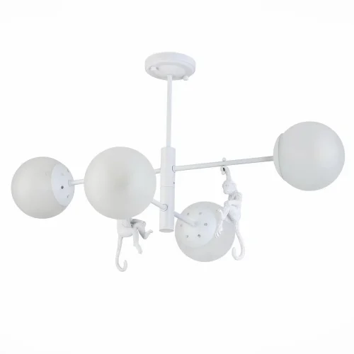 Люстра потолочная Tenato SLE115102-04 Evoluce белая на 4 лампы, основание белое в стиле современный шар фото 2