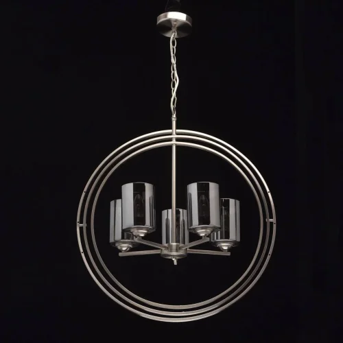 Люстра подвесная лофт Альгеро 285010605 MW-Light чёрная серая на 5 ламп, основание никель в стиле лофт  фото 3