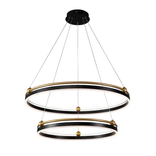 Люстра подвесная LED с пультом FERNANDO SP123W LED BLACK/GOLD Crystal Lux чёрная на 1 лампу, основание чёрное в стиле современный кольца с пультом фото 3