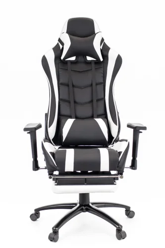 Геймерское кресло Lotus S1 Экокожа Белый EP-lotus s1 eco black/white Everprof, чёрный/экокожа, ножки//, размеры - 1280*1360***700* фото 2