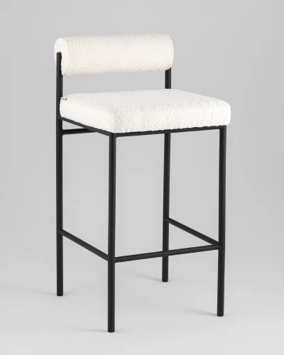 Стул полубарный Балла букле молочный УТ000041907 Stool Group, молочный/букле, ножки/металл/чёрный, размеры - ***** Стул полубарный Балла букле молочный УТ000041907 Stool Group, молочный/букле, ножки/металл/чёрный, размеры - *****