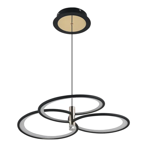 Люстра подвесная с пультом LED LAMPS 81363 Natali Kovaltseva белая чёрная на 1 лампа, основание чёрное золотое в стиле современный хай-тек с пультом кольца фото 8
