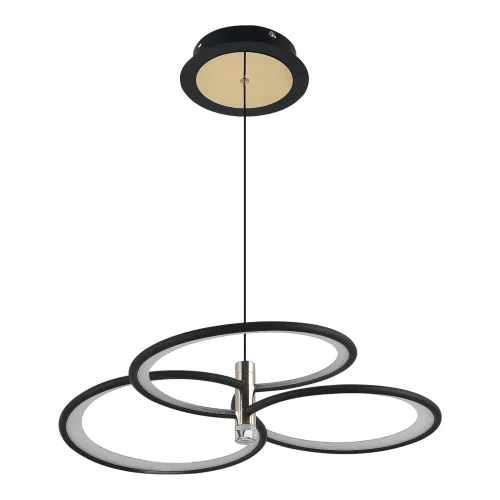 Люстра подвесная с пультом LED LAMPS 81363 Natali Kovaltseva белая чёрная на 1 лампу, основание чёрное золотое в стиле современный хай-тек с пультом кольца фото 8