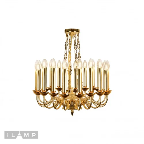 Люстра потолочная Louvre MD8551-20 GD iLamp без плафона на 20 ламп, основание золотое в стиле современный американский 