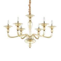 Люстра подвесная DANIELI SP6 AMBRA Ideal Lux янтарная без плафона на 6 ламп, основание янтарное золотое в стиле классический 