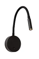 Бра с выключателем LED Asja 41206/03/30 Lucide чёрный на 1 лампу, основание чёрное в стиле современный для чтения гибкая ножка