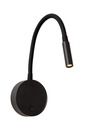 Бра с выключателем LED Asja 41206/03/30 Lucide чёрный на 1 лампу, основание чёрное в стиле современный для чтения гибкая ножка