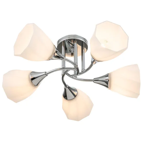 Люстра потолочная Camellia 664/5P Escada белая на 5 ламп, основание хром в стиле современный 