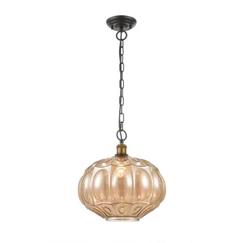 Светильник подвесной Helen VL4266P21 Vele Luce янтарный на 1 лампу, основание коричневое в стиле кантри классический выдувное